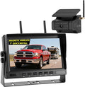 Magnetic Solar Wireless Backup Camera for Trailer: No Wiring Quick Install 7" HD 2-Split Monitor Rechargeable Battery IP68 Rearview Camera System for RV Truck Camper Horse Trailer Camera