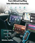 OTTOCAST Mirror Touch with Wireless Carplay Adapter, Mirror & Watch Any APP on The Car Screen, such as YouTube Netflix Tiktok Disney+ etc, Control phone on car screen for car has factory-wired CarPlay