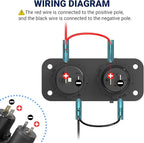 Cigarette Lighter Socket 12 Volt USB Outlet: PD 20W C and QC3.0 Car Port Aluminum Metal 12V Plug, 150W Charger Panel with Power Switch LED Voltmeter for Marine Boat RV Golf Cart