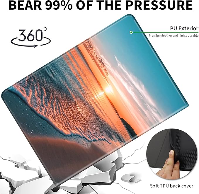 for Kindle 10th Generation Case 2019 Released 6",PU Leather Cute Slim Folio Adjustable Stand Smart Cover with Auto Wake/Sleep Case for 6 Inch Kindle 10th Gen 2019,Sea Beach Sunset