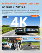 Vantrue N4 Pro S 4K 3 Channel Dash Cam for Truck, 4K+1080P+2.5K Front Inside Rear Camera, Triple STARVIS 2 HDR IR Night Vision, IP67, Voice Control, Parking Mode, GPS, Wi-Fi, Support 1TB (RC09)
