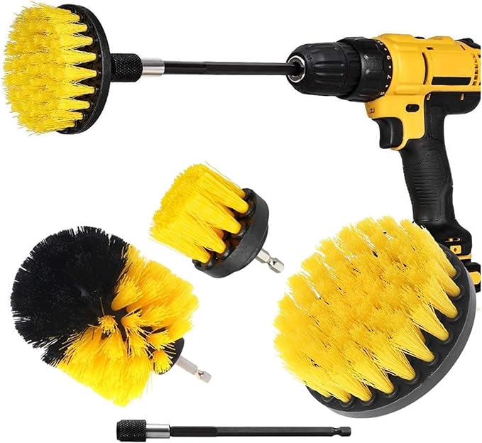 Drill Brush Attachment Set Power Scrubber Wash Cleaning Brushes Tool Kit With Extension For Clean Car Wheel Tire Glass Windows(3.5inch)