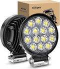 Nilight LED Pods 2Pcs 4.5Inch 42W 4200LM Round Flood Light Off Road Fog Lights Driving Roof LED Light Bar Work Light for ATV UTV SUV Truck Boat (15017C-B)