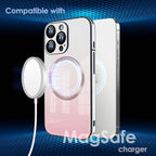 Guppy Compatible with iPhone 16 Pro Max Magnetic Case, Magnetic Gradient Case with Charging, Gradient Glass Back Cover with Lens Film-Pink