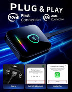 Wireless CarPlay Adapter & Android Auto Dongle – Plug & Play, Converts Wired to Wireless, Fast & Stable Connection, Compatible with iPhone iOS 10+, Android 11+ & 800+ Car Models (2016 & Newer)