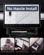 Hidden Under Screen Storage for Tesla Model Y 2020-2026 Juniper Interior Accessories, Model 3 Highland Center Console Organizer with Push-Latch & Dampers, Smooth Opening, Rattle-Free, 2 Black Mats