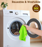 KitchLife Microfiber Cleaning Cloth Roll, 100 Pack - Tear-Away Microfiber Paper Towels, Lint-Free, Reusable, Washable for Kitchen, Car, Dishes, and Sensitive Surfaces (Neon Green)