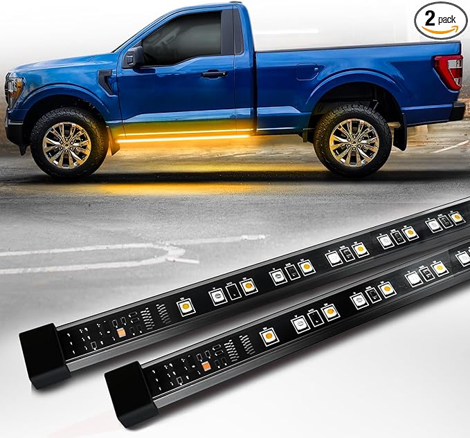 OPT7 Sidekick 60" Running Board Lights 2PCS LED Strips w/Sequential Amber Turn Signal Side Marker, DRL, White Courtesy Light for Regular Super Cab Pickup SUV - Truck Decorations