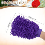 HARFINGTON 2pcs Premium Chenille Microfiber Car Wash Mitts 9.8" x 7.9" Scratch Free Wash Gloves Absorbent Double Sided Plush Cleaning Drying Mitts for Car Washing Home Purple