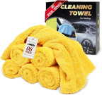 Microfiber Car Wash Cleaning Towels, 450gsm Ultra-Thick Highly Absorbent Lint-Free Detailing Cloths, Scratch Free Reusable Rags for Car Interior & Exterior - Coral Fleece, Blue, 6 Packs