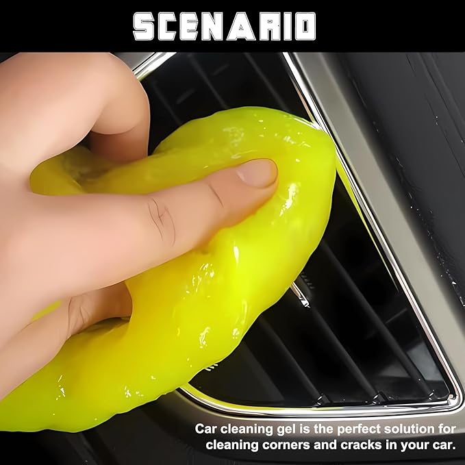 Car Cleaning Gel Clean Putty, Universal Auto Interior Cleaner Slime, Auto Detailing Tools Accessories for Cleaning Vehicle Interiors/Electronic Products/Homes/Offices, Gifts for Men Women (Yellow)