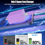 USB C Fast Charger for iPhone 17/ Air/16/15 Pro Max,2Pack 10FT Type C Charger Block & Cable, PD 3.0 Super Fast Charging for iPad Pro MacBook Air/Pro M1/M2, AirPods-Purple