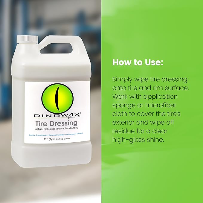 Dinowax - Tire Dressing, Tire Shine, Tire, Vinyl, and Rubber Dressing, Tire and Wheel Care Products 128oz
