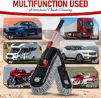 Car Duster Exterior Scratch Free with Extendable Handle, Microfiber Car Cleaning Brush for Dust Removal + Small Detailing Brush for Interior Care