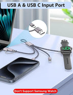 Travel Essentials,3 in 2 USB C Cable for Apple Watch Charger,iPhone Charger,Multi Charging Cable,Cruise Vacation Camping Essentials,Portable for iWatch Series 11-2/Ultra/SE & iPhone 17-12,Car,0.7FT