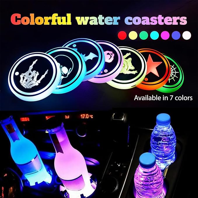 Heart Dog Paw LED Cup Holder Lights for Car,2Pcs LED Light Up Cup Holder Coasters with USB Charging 7 Colors,Waterproof Interior Atmosphere Lamp,Car Decor Accessories Gifts for Women Men Pet Love