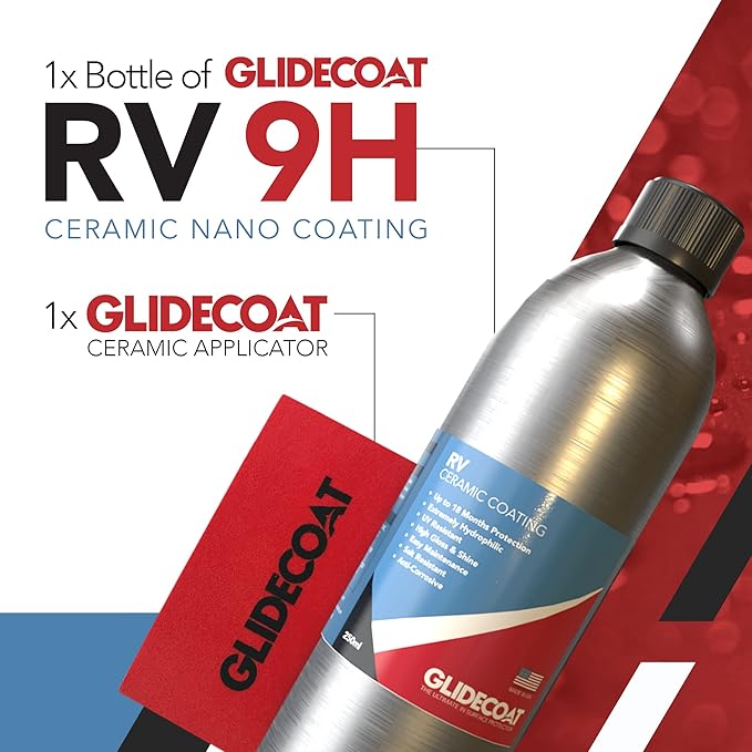 Glidecoat RV Ceramic Coating - 250ml - Wax Alternative for Campers, Travel Trailers & 5th Wheels - Up to 2 Years UV Protection, Super Hydrophobic Surface Repels Contaminants, Better-than-new Shine