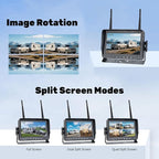 1080P 7" Magnetic Wireless RV Backup Camera System, 2 Rear Cameras + 2 Side Cameras for Reversing/Monitoring Trailer Camper, 1080P DVR Monitor, 4x9600mAh Waterproof IR Night Vision RV Cameras