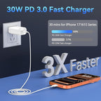 Phone 17 16 15 Charger Fast Charging,30W USB C Phone 17 16 15 Pro Max Charger Block & 8FT Long Type C Cable Cord for i.Phone 17/Air/17 Pro/17 Pro Max/16/16 Pro/16 Pro Max/15/15 Pro Max,White