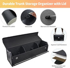 SUV Trunk Organizers, Leather Car Trunk Storage Organizer with Lid & Push-pull Handle, Large Capacity Waterproof Cargo Storage Box for SUVs Sedans Vans (39.7 x 11.4 x 12.2in)