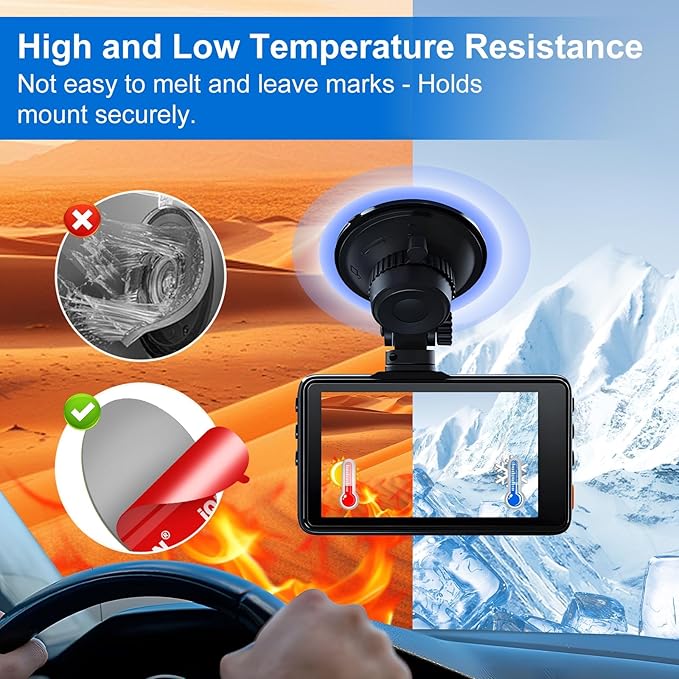 Adhesive Sticky Pads for Dash Cam Mount - 4PCS Heavy Duty Double Sided Tape Replacement for Dashcam & Car Camera Suction Cup, Heat Resistant Sticker Glue Mounting on Windshield/Windscreen/Window Glass