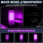 iFunyLED Car Interior USB LED Night Light, Portable Touch dimmable Car Ambient Lighting Kit, Retro Mini Frosted Glass Bottle Lamp Decorations for Vehicle Camping Bedroom Hallway, Pack of 2(Purple)