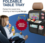 Car Backseat Organizer with Tablet Holder (2-pack) - Updated 2025 Oxford 600D Car Storage Organizer, Foldable Car Tray Kids, Road Trip Essentials, Back Seat Protector Kick Mats, Travel Accessories
