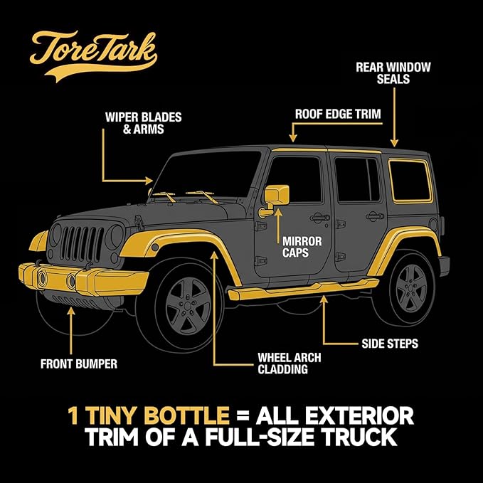 Toretark Plastic Restorer for Cars, Not a Dressing, Black Trim Restorer, Ceramic Crystal Coating Highly Concentrated, Lasting Up to 6 Months+ with UV Protection, Restore Automotive Exterior Protectant