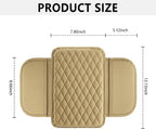 Stacool Upgraded Car Center Console Cover,Microfiber Leather Car Armrest Cover Cushion with 2 Storage Bags,Universal Car Armrest Storage Box (Beige)
