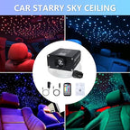 16W Car Home Starlight Headliner Kit, Twinkle & Sound Activate RGBW Fiber Optic Lights with APP & Remote Control, Star Lights for Ceiling Decoration, 650 pcs 9.8ft