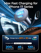 AINOPE 67.5W Car Charger USB C Fast Charge for iPhone 17 Pro Max,PD 45W USB C Car Charger Fast Charging【Mini&Metal】Cigarette Lighter Adapter USB-C Charger for Samsung S26 S25 for iPhone16 15 Mother's