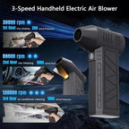 2026 Upgrade Pro LED Turbo Blower, 130,000 RPM Mini Turbo Snow Blower for Car, Handheld Electric Air Blower with Vacuum Kit, 3-Speed & Fast Snow, Portable Snow Remover Tool for Car & Home Use (1Set)