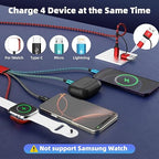 Travel Essentials 4in2 Multi Charging Cable for iPhone Watch Charger,USB A/C to Type C/iWatch Charger/IP/Micro,Travel Chargers for Multiple Device Compatible with iWatch Series&Phone 17-12/Android 5FT
