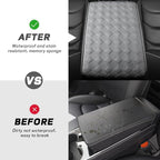 Car Armrest Cushion, 12.2"×8.3" Leather Auto Memory Foam Center Console Pad with Storage Pocket, Waterproof & Anti-Scratch Elbow Pillow Armrest Seat Box Protector, Universal Fit (Gray)