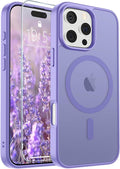 SUPFINE Magnetic for iPhone 16 Pro Max Case (Compatible with MagSafe) (Military Grade Drop Protection) Slim Translucent Matte Shockproof with Anti-Fingerprint Phone Case,Purple