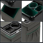 Center Console Between Seat Organizer for Minivans, SUVs, with Key Holder & Cup Holders,Phone Storage for Minivan &SUVs, Middle Van Floor Console Organizer Storage Box- Gray