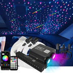 AKEPO 20W Twinkle Dual-Head Dual Color Fiber Optic Lights, Fiber Optic Colorful Meteor Light Kit Sound Activated APP/Remote Control for Car Starlights Headliner/Home 900pcs 9.8ft/3m Fiber Strands