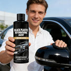 Car Black Trim Restorer, Sturdy Protective Formula, 100ml, Interior Trim Polish, Dashboard Shine Restorer, Long-Lasting Shine With Gloves And Sponge, For Dashboards, Panels, Bumpers, Or Other Interior