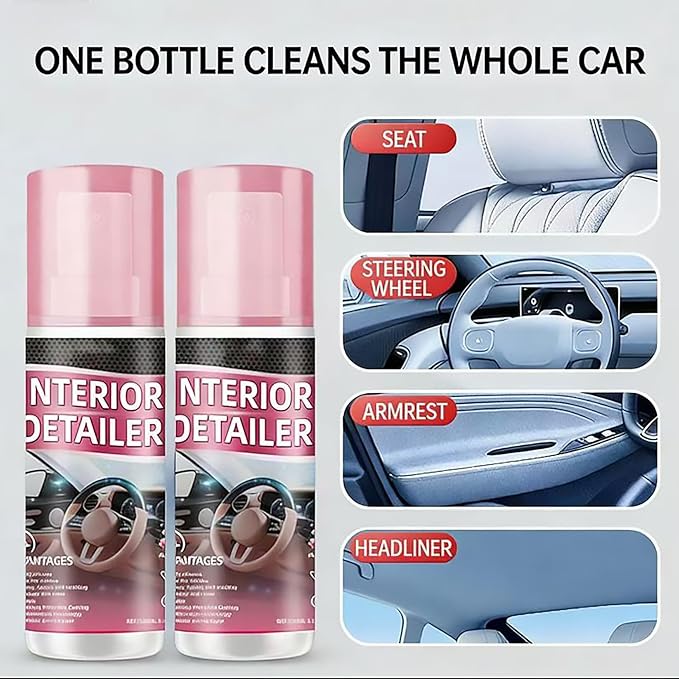 Professional Car Interior Detailer Spray - Multi-Surface Cleaner for Leather, Dash & Plastic - Surface Restoration & Protective Barrier - Non-Greasy Matte Finish (2)