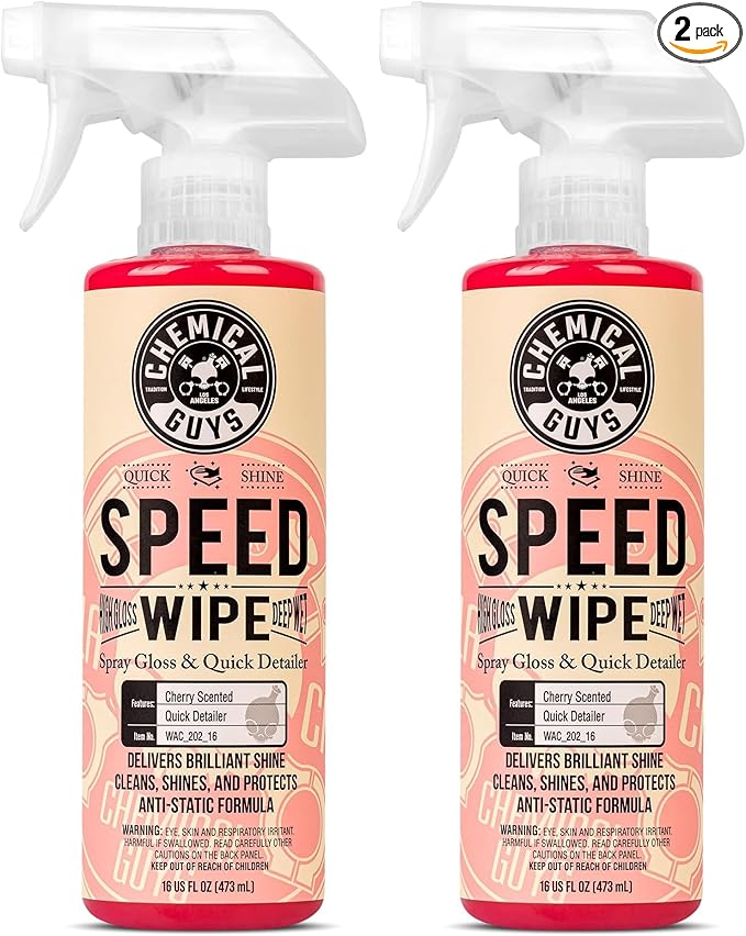 Chemical Guys WAC_202_16 Speed Wipe Quick Detailer, Safe for Cars, Trucks, SUVs, Motorcycles, RVs & More, 16 fl oz, Cherry Scent (Pack of 2)