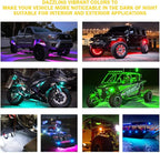 Xprite RGBW LED Rock Lights Kit with Bluetooth & Wireless Remote Controller, Multicolor Cars Underglow, Wheel, Footwell Neon Light Kits, for Off-Road UTV ATV Trucks SUV Motorcycle Boats - 4 Pods