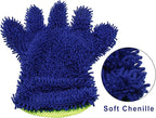 BokWin 2-Pack Car Wash Mitt Scratch Free, 5-Finger Microfiber Wash Mitts, Car Interior Exterior Cleaning Gloves, Auto Chenille Washing Sponge Kits for Cleaning Wheel Tight Spot(Blue)