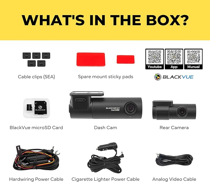 BlackVue DR590X-2CH Plus 32GB Dash Cam - FHD Dash Cam Front and Rear, STARVIS, Free Hardwire Cable & SD Card, Built-in Wi-Fi, Parking Mode Support, App Control Dashcam