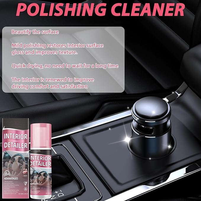 Polishing Cleaner Car Interior, 2026 Upgrade Car Interior Cleaner Spray, All Purpose Car Interior Detailer Cleaner for Dashboards, Seats, Leather, Plastic-3Pcs