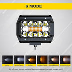 LED Light Bar 4PCS 4'' Inch White/Amber Yellow LED Pods Equivalent to 240-Watt Strobe Light Driving Fog Lights Triple Row Off Road Lights with Six Modes for SUV ATV UTV Trucks Pickup Lamp
