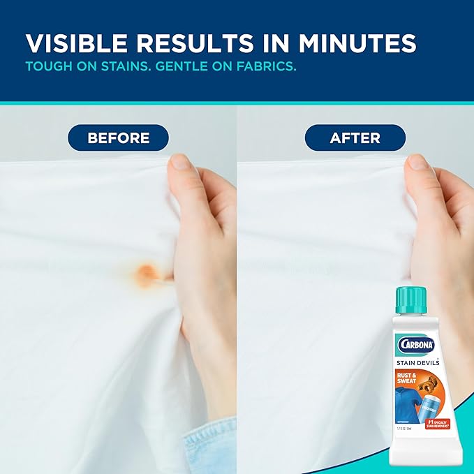 Carbona Stain Devils® #9 | Rust & Perspiration | Professional Strength Laundry Stain Remover | Multi-Fabric Cleaner | Safe On Skin & Washable Fabrics | 1.7 Fl Oz, 1 Pack