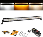 Auxbeam 42 Inch LED Light Bar, 240W Curved 6 Modes Amber White Strobe Fog Lights, Spot Flood ComboOffroad Driving Light for Truck Jeep