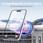 Pikabo Magnetic Phone Holder for Car Dashboard Phone Mount Holder Compatible with iPhone 17 Pro Max 16 15 14 13 12 MagSafe Accessories. (Glitter Black)