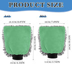 Qilmy Green Microfiber Chenille Car Wash Sponge Scratch Free Car Wash Mitt Absorbent Mitt Sponge for Trucks SUVs Car Washing Home Cleaning, Large