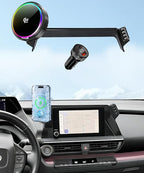 Qi2.2 25W Magnetic Car Mount Charger for 2023 2024 2025 2026 Toyota Prius Accessories, for Fast Charging Cell Phone Holder 8 Inch Screen Fixed Clip with Cooling Fan＆54W Fast Adapter